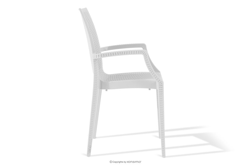 ETULI Moderner Gartenstuhl mit Armlehnen aus Polypropylen 2 tlg. weiß weiß - Foto 4