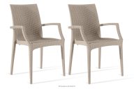 Moderner Gartenstuhl mit Armlehnen aus Polypropylen 2 tlg. beige