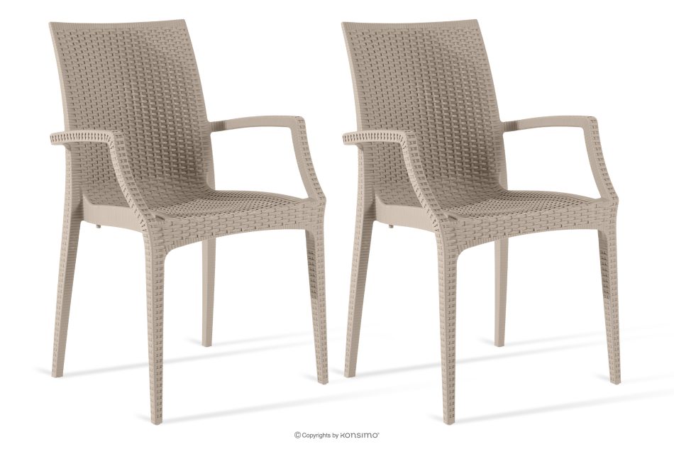 ETULI Moderner Gartenstuhl mit Armlehnen aus Polypropylen 2 tlg. beige beige - Foto 0