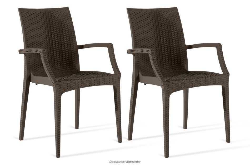 ETULI Moderner Gartenstuhl mit Armlehnen aus Polypropylen 2 tlg. braun braun - Foto 0