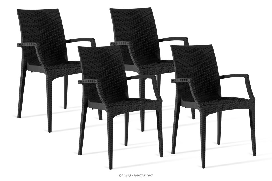 ETULI Moderner Gartenstuhl mit Armlehnen aus Polypropylen 4 tlg. anthrazit anthrazit - Foto 0