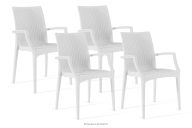 Moderner Gartenstuhl mit Armlehnen aus Polypropylen 4 tlg. weiß