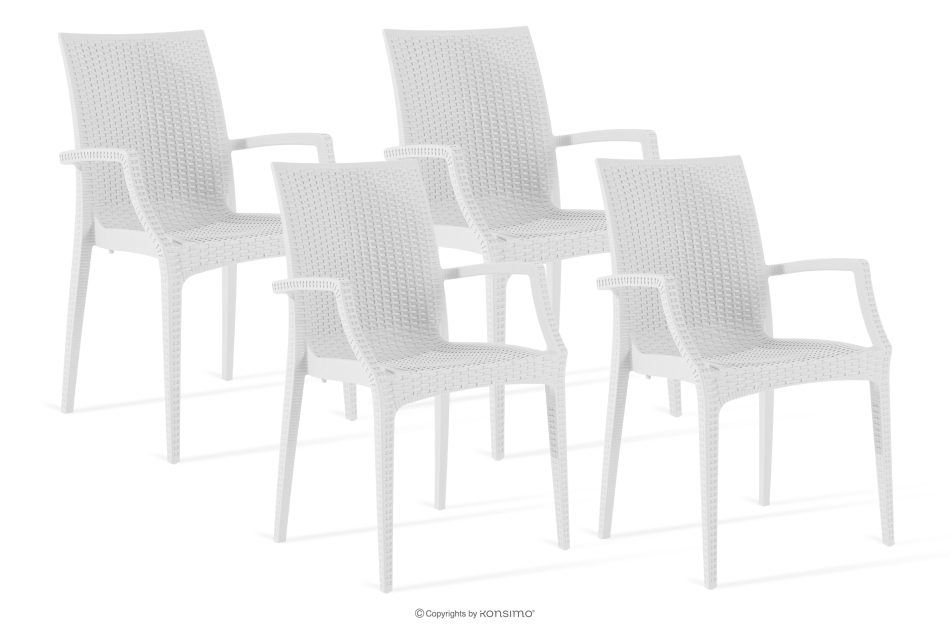 ETULI Moderner Gartenstuhl mit Armlehnen aus Polypropylen 4 tlg. weiß weiß - Foto 0