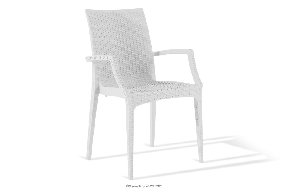 ETULI Moderner Gartenstuhl mit Armlehnen aus Polypropylen 4 tlg. weiß weiß - Foto 3