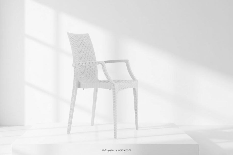 ETULI Moderner Gartenstuhl mit Armlehnen aus Polypropylen 4 tlg. weiß weiß - Foto 17