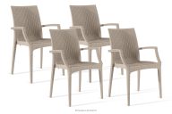 Moderner Gartenstuhl mit Armlehnen aus Polypropylen 4 tlg. beige