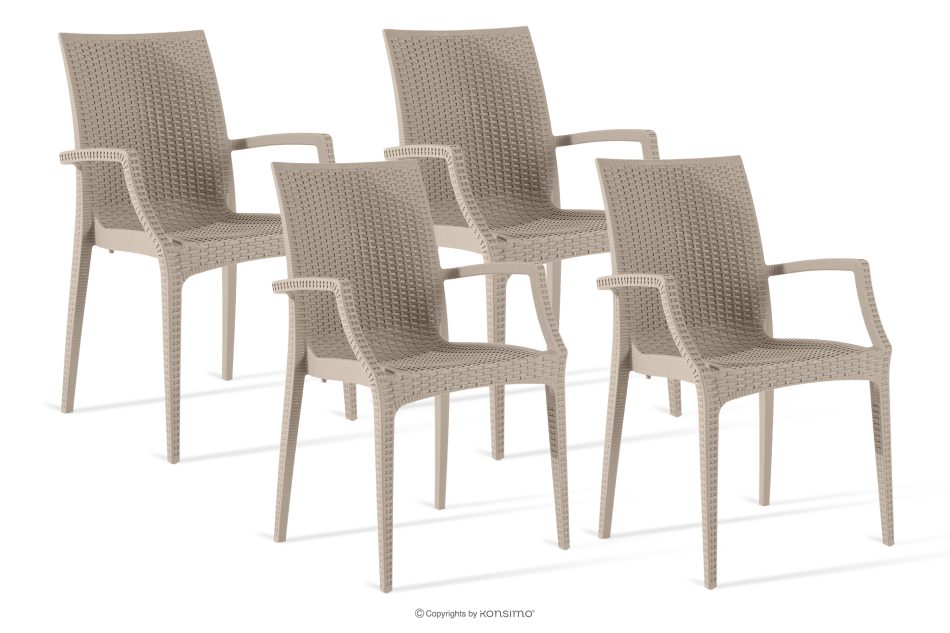 ETULI Moderner Gartenstuhl mit Armlehnen aus Polypropylen 4 tlg. beige beige - Foto 0