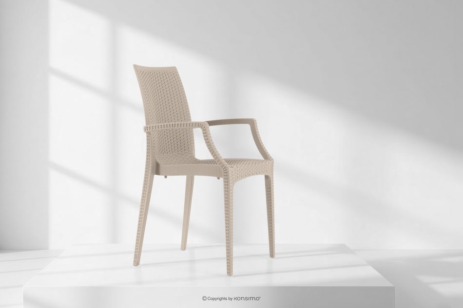 ETULI Moderner Gartenstuhl mit Armlehnen aus Polypropylen 4 tlg. beige beige - Foto 17