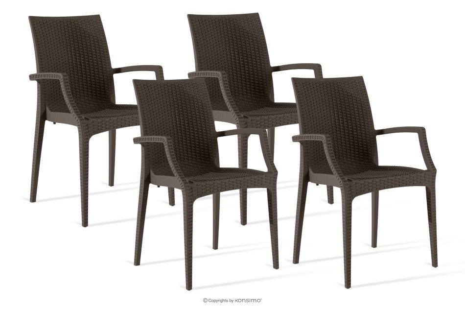 ETULI Moderner Gartenstuhl mit Armlehnen aus Polypropylen 4 tlg. braun braun - Foto 0