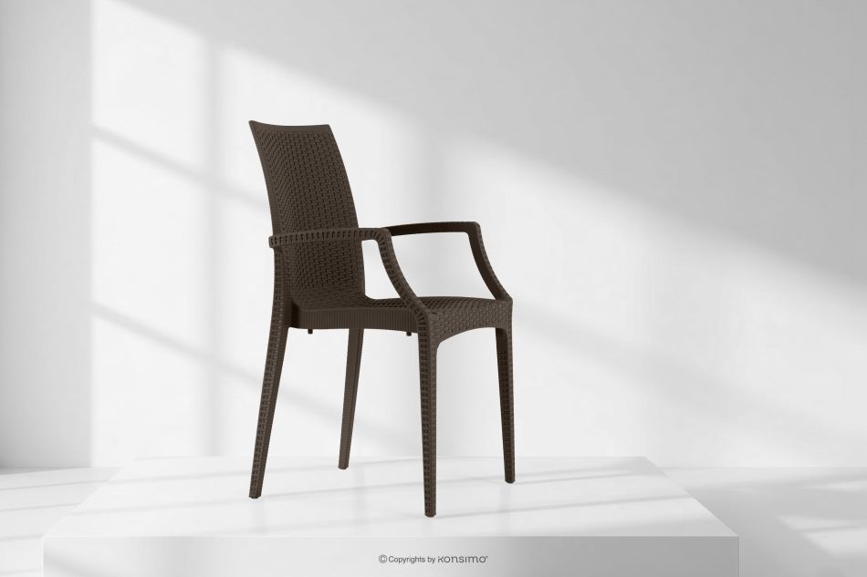 ETULI Moderner Gartenstuhl mit Armlehnen aus Polypropylen 4 tlg. braun braun - Foto 17