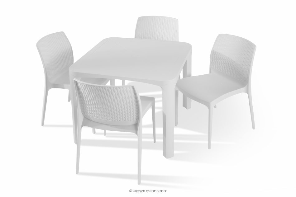 LEOPSI Gartenmöbel-Set: Tisch mit 4 Stühlen weiß weiß - Foto 0