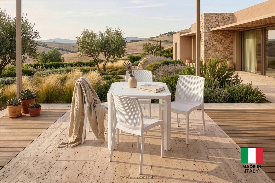 LEOPSI Gartenmöbel-Set: Tisch mit 4 Stühlen weiß weiß - Foto 1