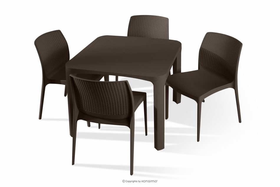 LEOPSI Terrassenmöbel-Set: Tisch mit 4 Stühlen braun braun - Foto 0