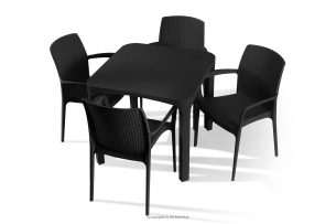 LEOPSI, https://konsimo.de/kollektion/leopsi/ Gartentisch mit Stühlen aus anthrazitfarbenem Polypropylen anthrazit - Foto