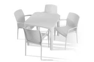 LEOPSI, https://konsimo.de/kollektion/leopsi/ Gartentisch mit Stühlen aus weißem Polypropylen weiß - Foto