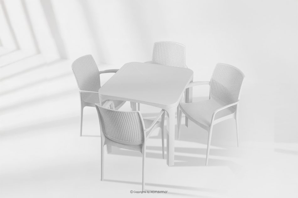 LEOPSI Gartentisch mit Stühlen aus weißem Polypropylen weiß - Foto 24