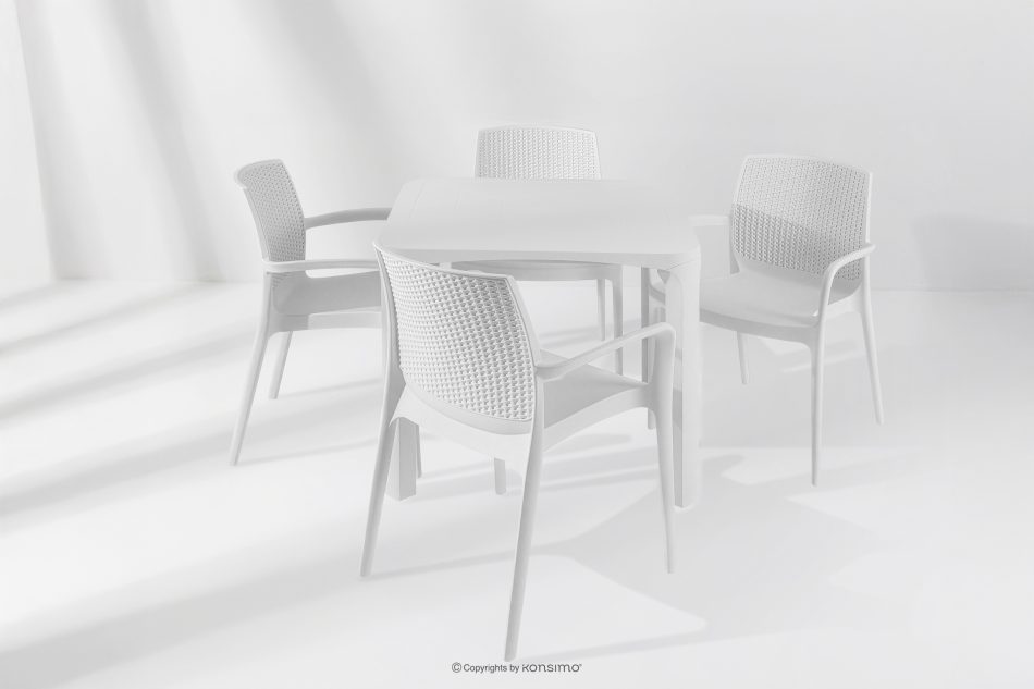 LEOPSI Gartentisch mit Stühlen aus weißem Polypropylen weiß - Foto 25