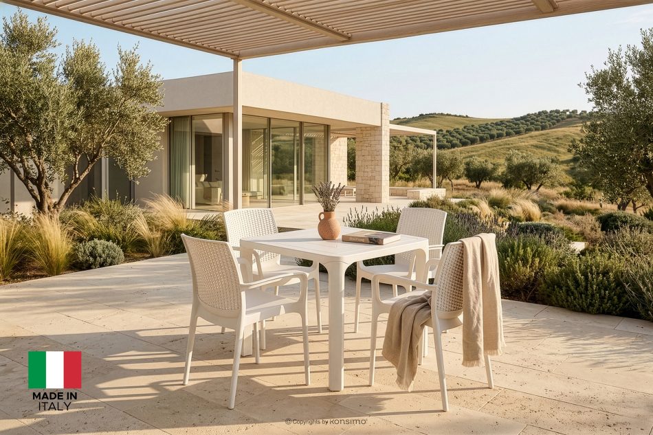 LEOPSI Gartentisch mit Stühlen aus weißem Polypropylen weiß - Foto 1