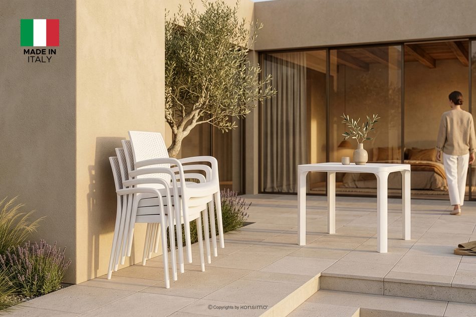 LEOPSI Gartentisch mit Stühlen aus weißem Polypropylen weiß - Foto 29