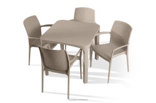LEOPSI, https://konsimo.de/kollektion/leopsi/ Terrassentisch mit Stühlen aus beigem Polypropylen beige - Foto