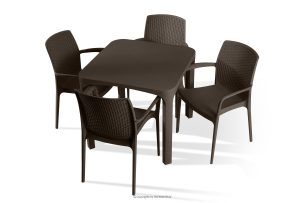 LEOPSI, https://konsimo.de/kollektion/leopsi/ Terrassentisch mit Stühlen aus braunem Polypropylen braun - Foto