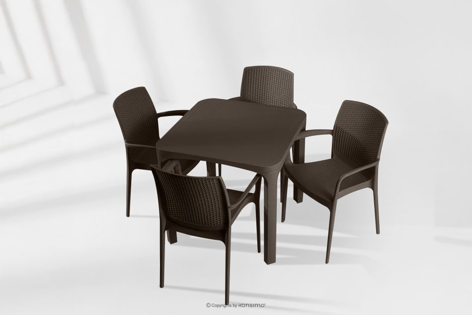 LEOPSI Terrassentisch mit Stühlen aus braunem Polypropylen braun - Foto 23