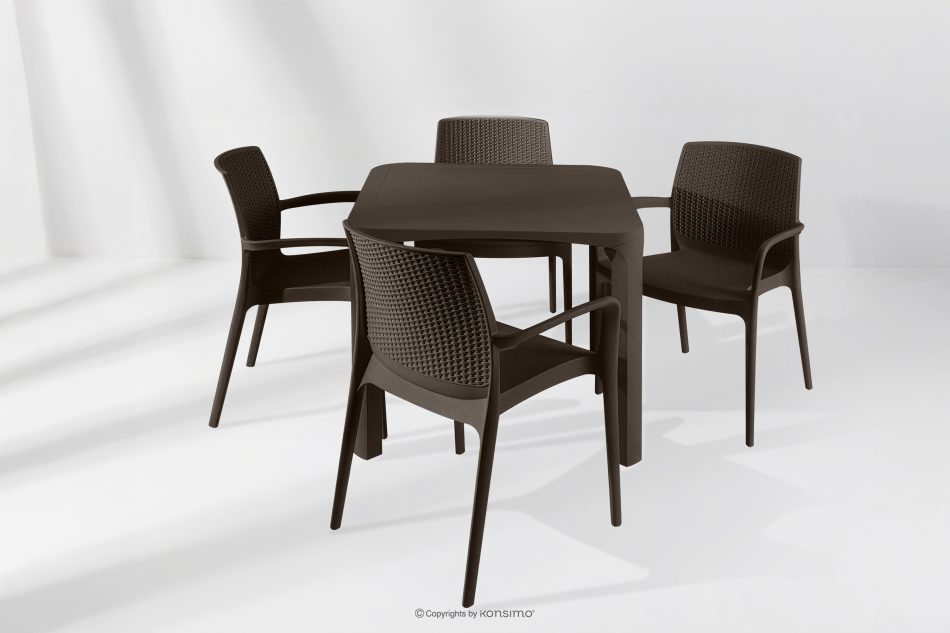LEOPSI Terrassentisch mit Stühlen aus braunem Polypropylen braun - Foto 24