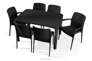 LEOPSI, https://konsimo.de/kollektion/leopsi/ Gartentisch mit 6 Stühlen aus anthrazitfarbenem Polypropylen anthrazit - Foto