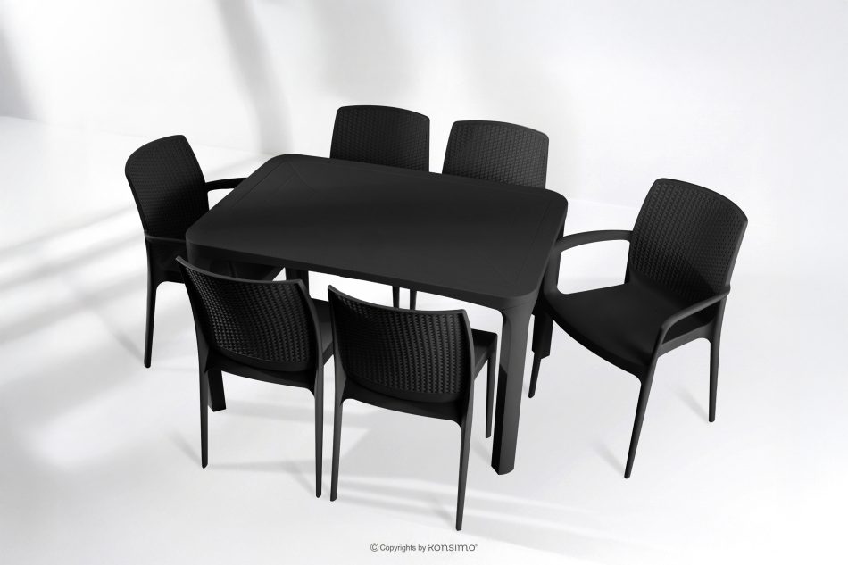 LEOPSI Gartentisch mit 6 Stühlen aus anthrazitfarbenem Polypropylen anthrazit - Foto 32