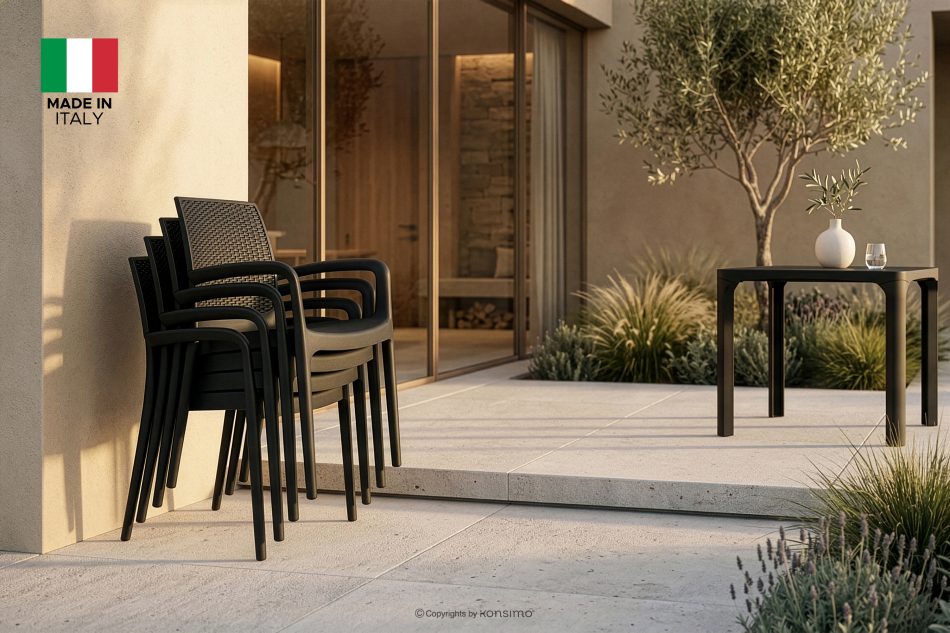 LEOPSI Gartentisch mit 6 Stühlen aus anthrazitfarbenem Polypropylen anthrazit - Foto 41