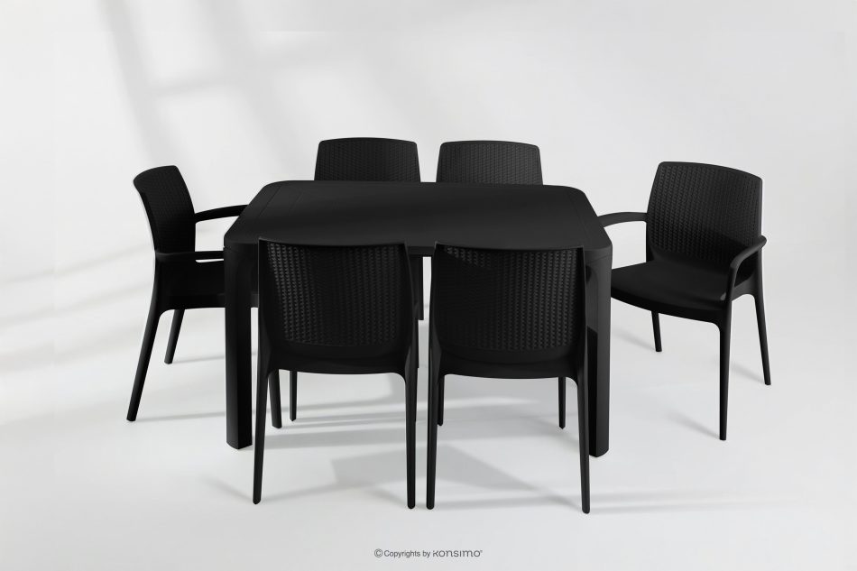 LEOPSI Gartentisch mit 6 Stühlen aus anthrazitfarbenem Polypropylen anthrazit - Foto 33
