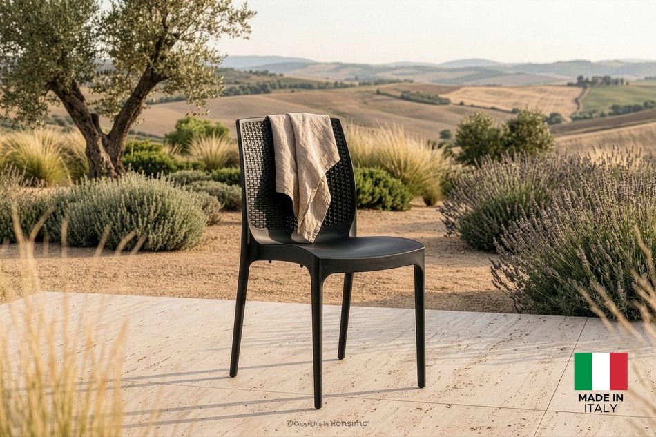 LEOPSI Gartentisch mit 6 Stühlen aus anthrazitfarbenem Polypropylen anthrazit - Foto 37