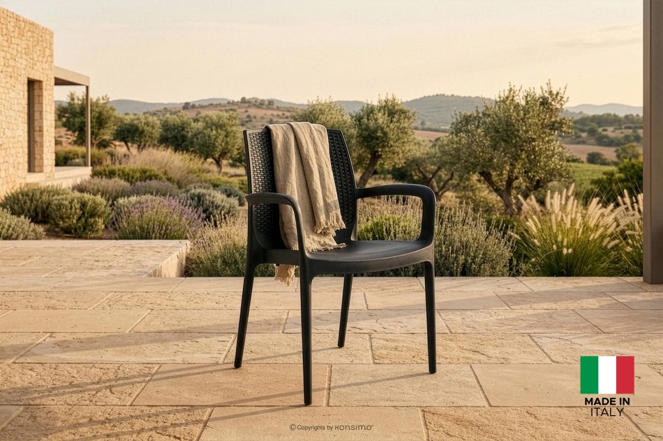 LEOPSI Gartentisch mit 6 Stühlen aus anthrazitfarbenem Polypropylen anthrazit - Foto 38