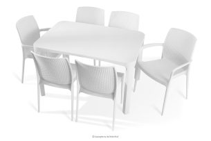 LEOPSI, https://konsimo.de/kollektion/leopsi/ Gartentisch mit 6 Stühlen aus weißem Polypropylen weiß - Foto