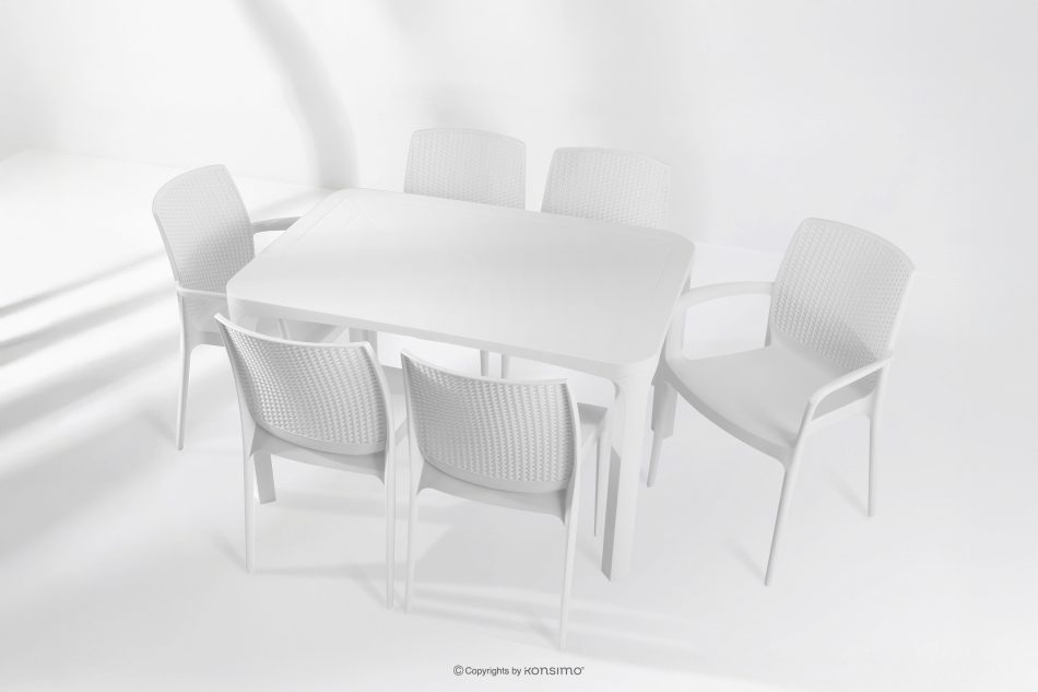LEOPSI Gartentisch mit 6 Stühlen aus weißem Polypropylen weiß - Foto 32