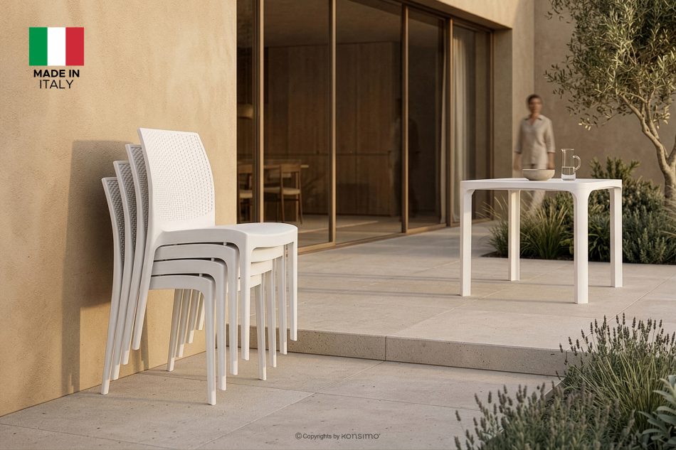 LEOPSI Gartentisch mit 6 Stühlen aus weißem Polypropylen weiß - Foto 40