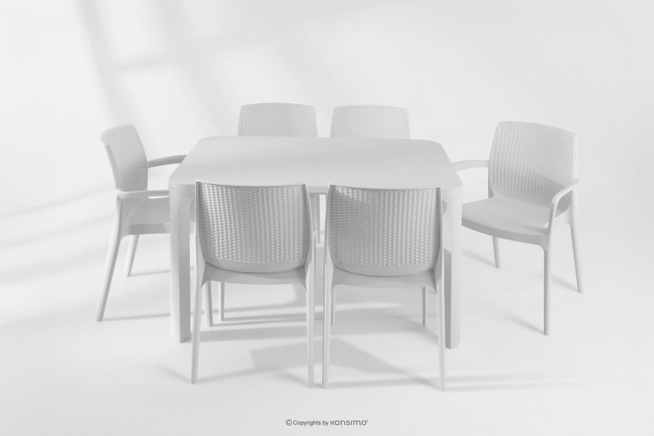 LEOPSI Gartentisch mit 6 Stühlen aus weißem Polypropylen weiß - Foto 33