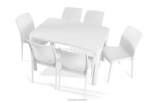 LEOPSI, https://konsimo.de/kollektion/leopsi/ Gartentisch mit 6 Stühlen aus Polypropylen weiß weiß - Foto