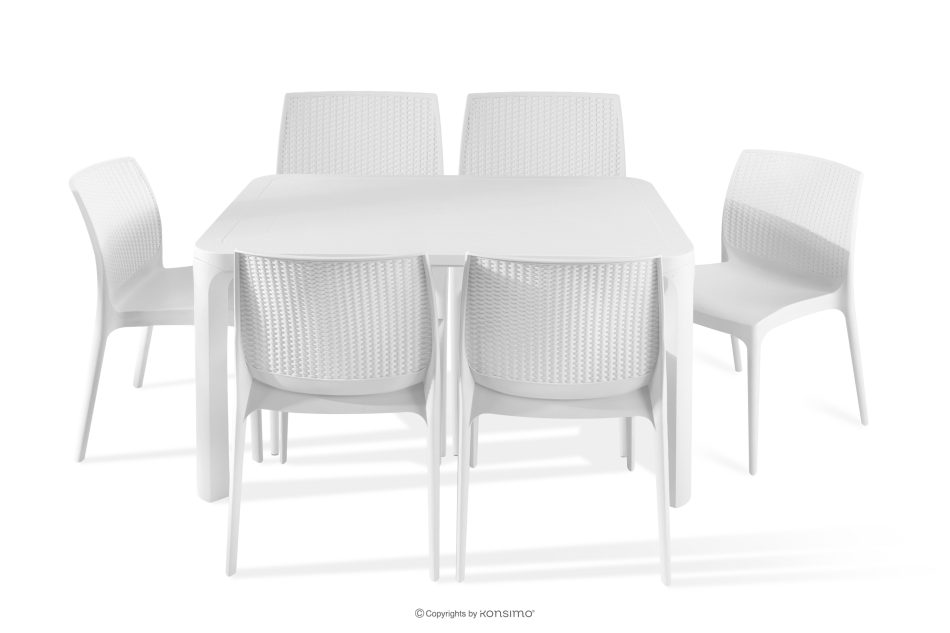 LEOPSI Gartentisch mit 6 Stühlen aus Polypropylen weiß weiß - Foto 2
