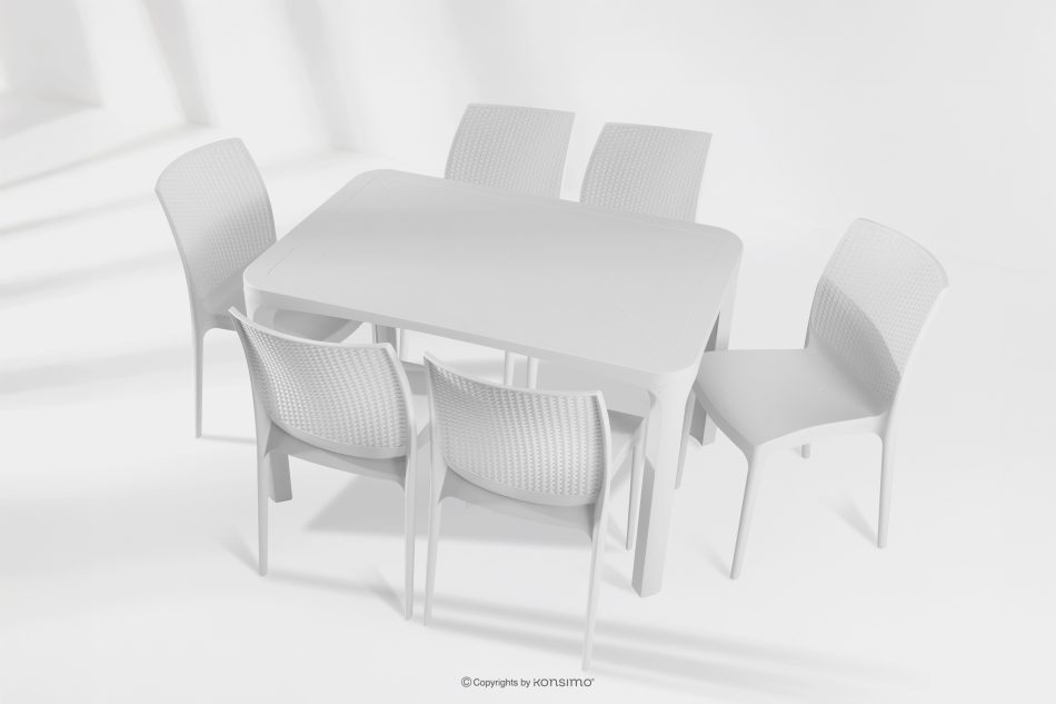LEOPSI Gartentisch mit 6 Stühlen aus Polypropylen weiß weiß - Foto 25