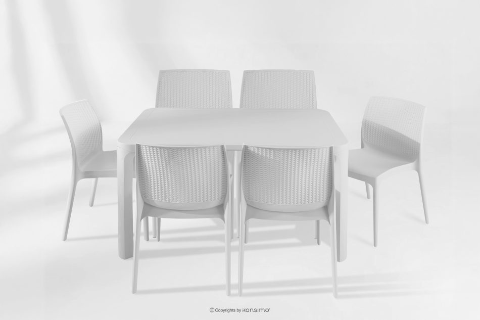 LEOPSI Gartentisch mit 6 Stühlen aus Polypropylen weiß weiß - Foto 26