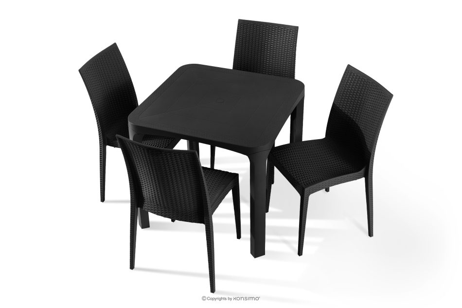 LEOPSI Gartentisch mit 4 Stühlen aus Polypropylen anthrazit anthrazit - Foto 0