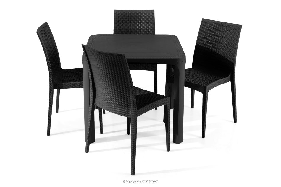 LEOPSI Gartentisch mit 4 Stühlen aus Polypropylen anthrazit anthrazit - Foto 2