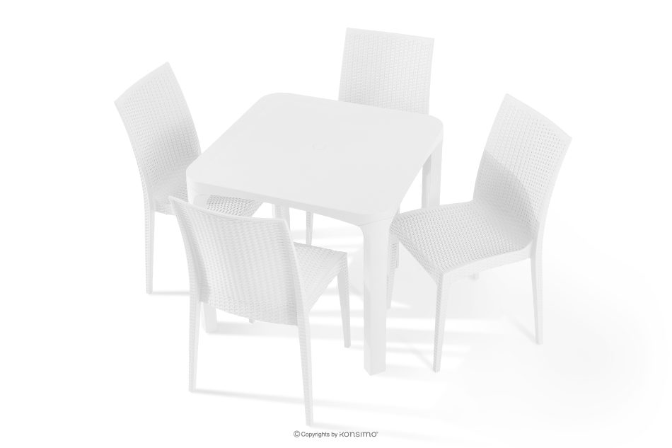 LEOPSI Gartentisch mit 4 Stühlen aus Polypropylen weiß weiß - Foto 0