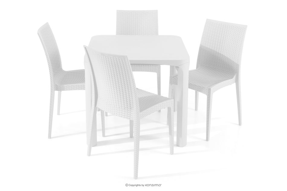 LEOPSI Gartentisch mit 4 Stühlen aus Polypropylen weiß weiß - Foto 2