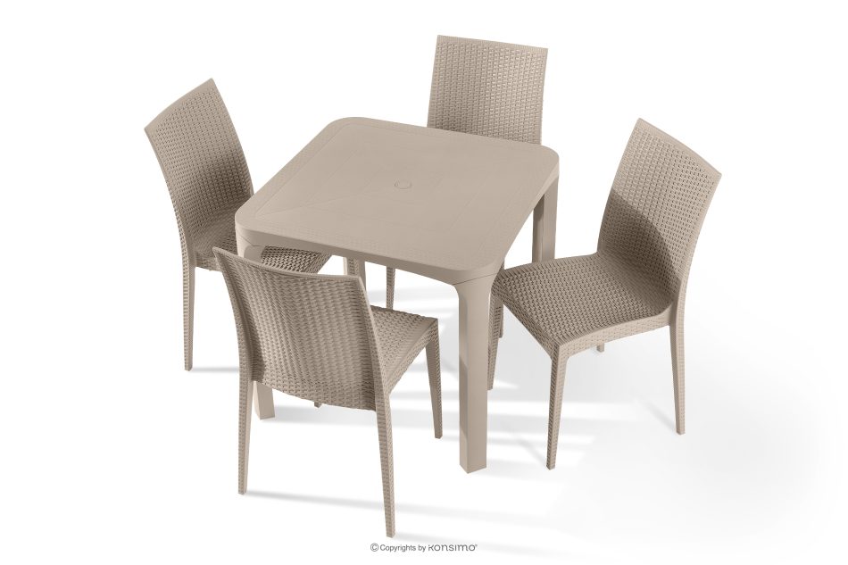 LEOPSI Gartentisch mit 4 Stühlen aus Polypropylen beige beige - Foto 0