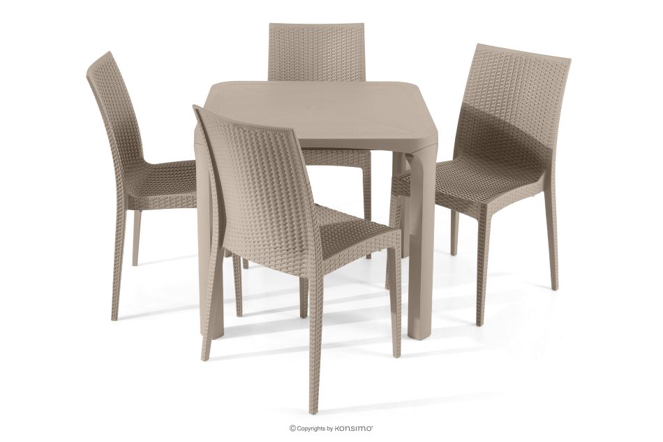 LEOPSI Gartentisch mit 4 Stühlen aus Polypropylen beige beige - Foto 2