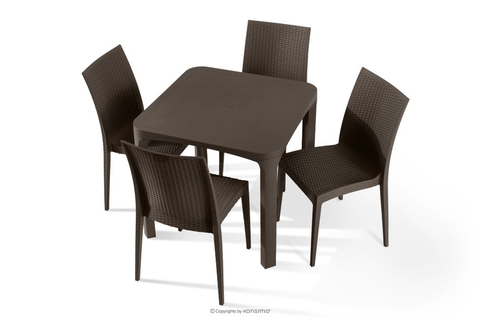 LEOPSI Gartentisch mit 4 Stühlen aus Polypropylen braun braun - Foto 0