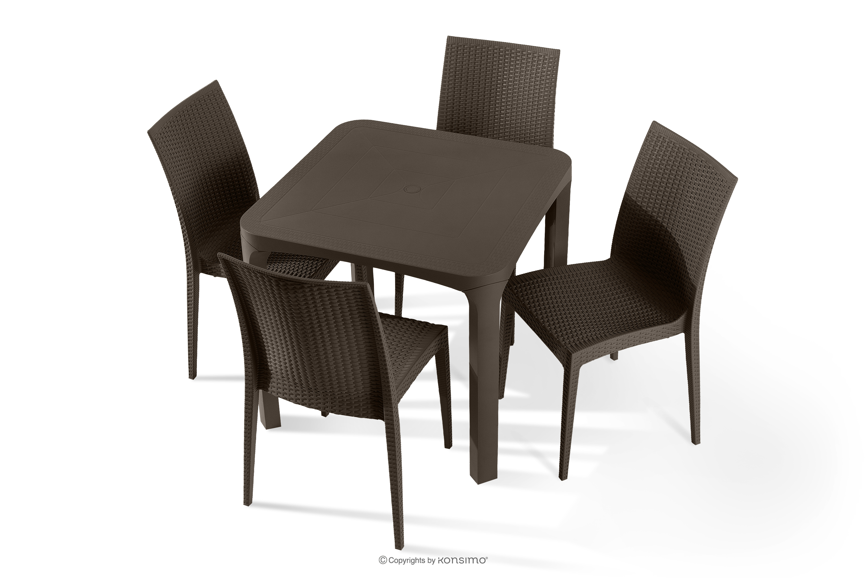 Gartentisch mit 4 Stühlen aus Polypropylen braun LEOPSI