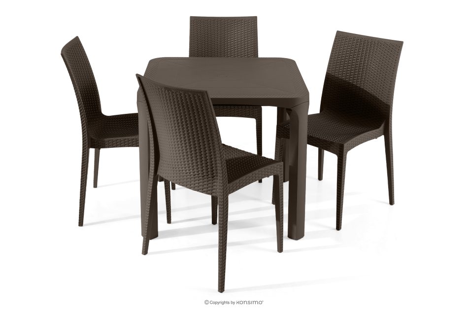 LEOPSI Gartentisch mit 4 Stühlen aus Polypropylen braun braun - Foto 2